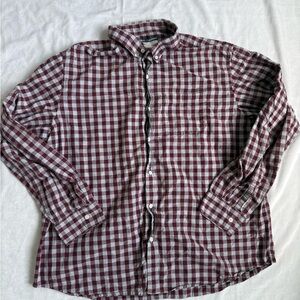 Old Navy Men's Burgundy and White Plaid Shirt
